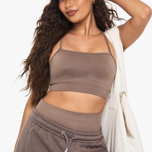 Boohoo Basics Seamless Rib Padded Light Support Sports Bra