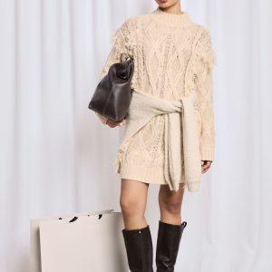 Tassel Knitted Cable Mini Jumper Dress