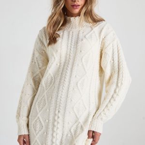 Cable Detail Knitted Mini Jumper Dress