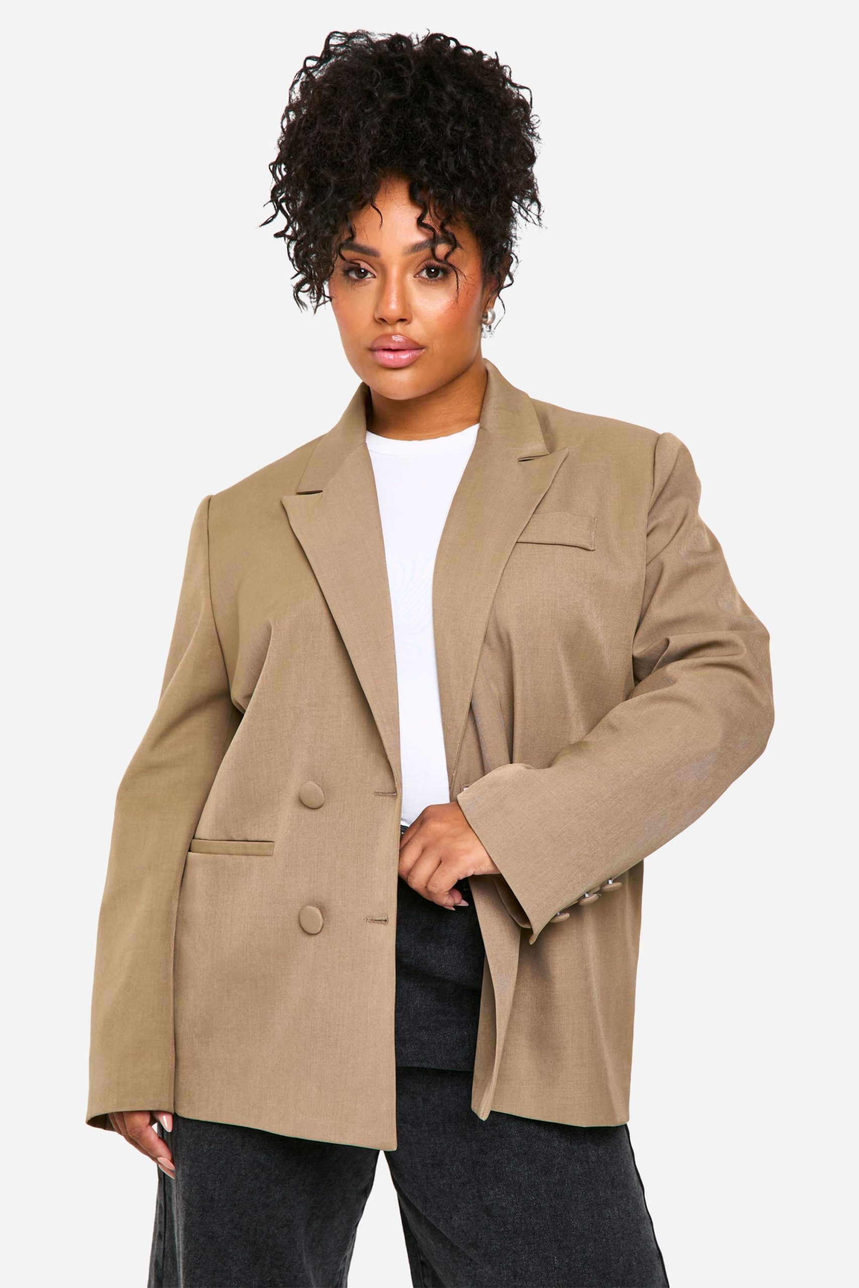 Boohoo Basics Plus Essential Oversized Double Breasted Blazer - Image 5