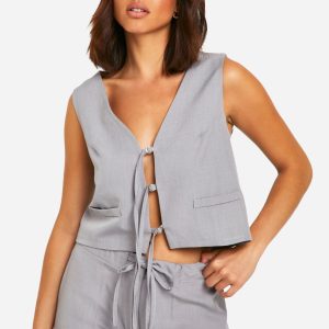 Tie Front Tailored Waistcoat