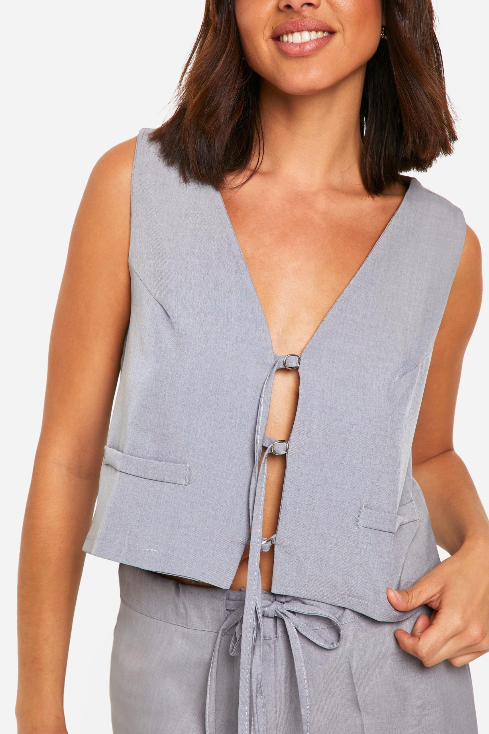 Tie Front Tailored Waistcoat - Image 4