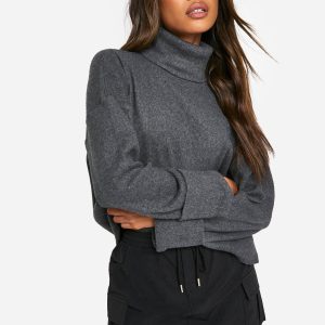 Brushed Rib Oversized Wide Sleeve Top