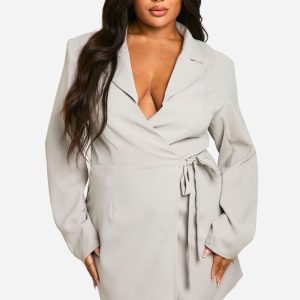 Plus Woven Tailored Wrap Dress