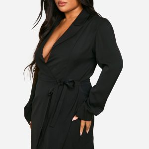 Plus Woven Tailored Wrap Dress