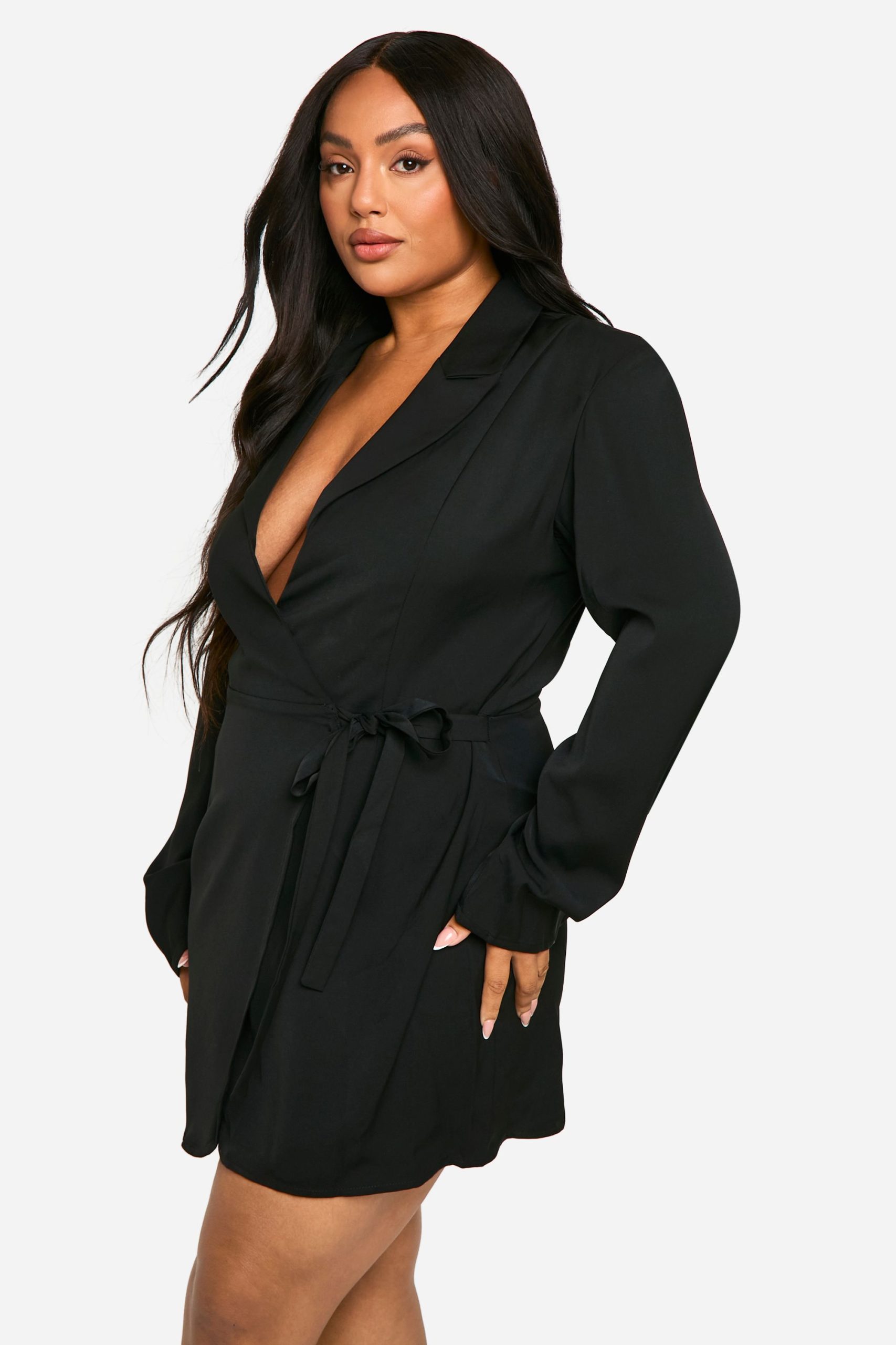 Plus Woven Tailored Wrap Dress