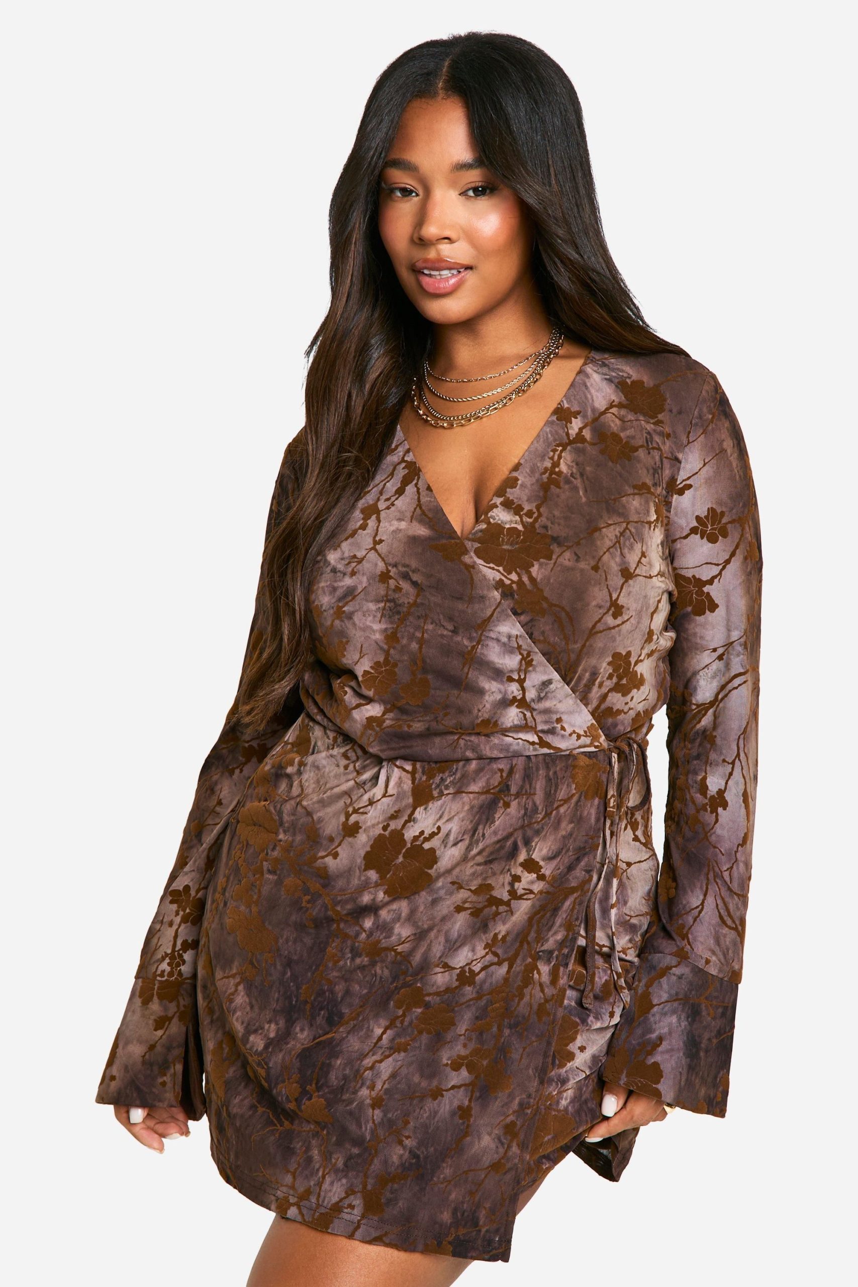 Plus Devore Wrap Dress