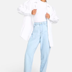 Boohoo Basics High Waisted Split Hem Straight Leg Jeans