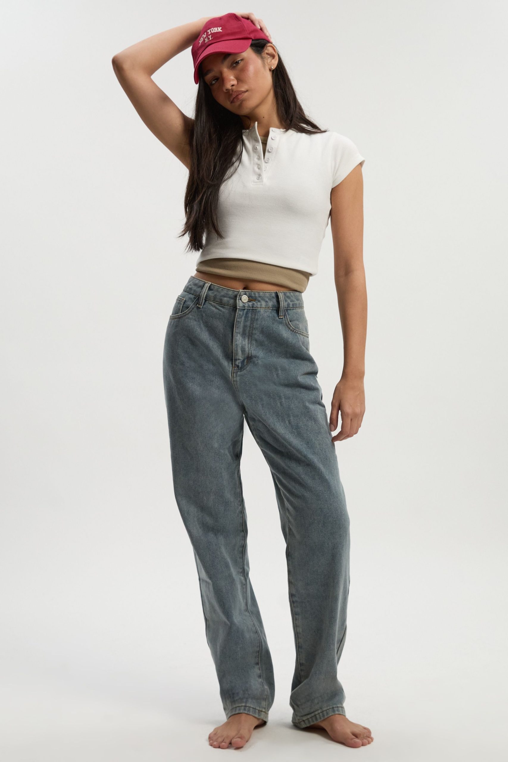 Basic High Waist Straight Leg Jean