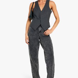 Boohoo Basics High Waisted Straight Leg Jeans