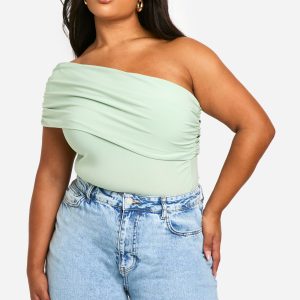 Plus Ruched Side Ruched Bardot Bodysuit
