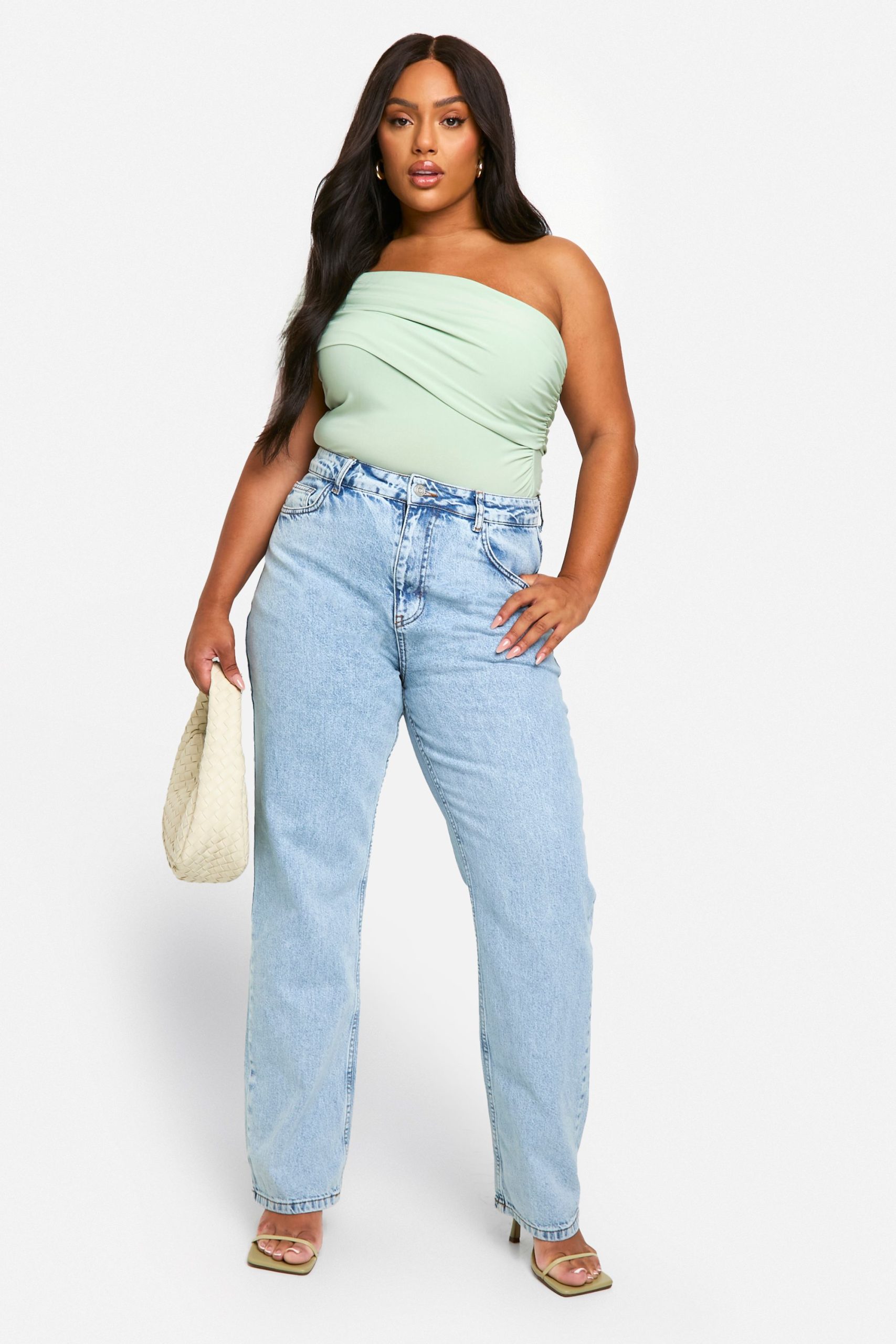 Plus Ruched Side Ruched Bardot Bodysuit - Image 3