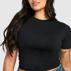 Boohoo Basics Plus Cotton Crew Neck Fitted T-Shirt