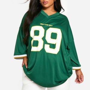 Plus 89 New York City Slogan Oversized Football Top