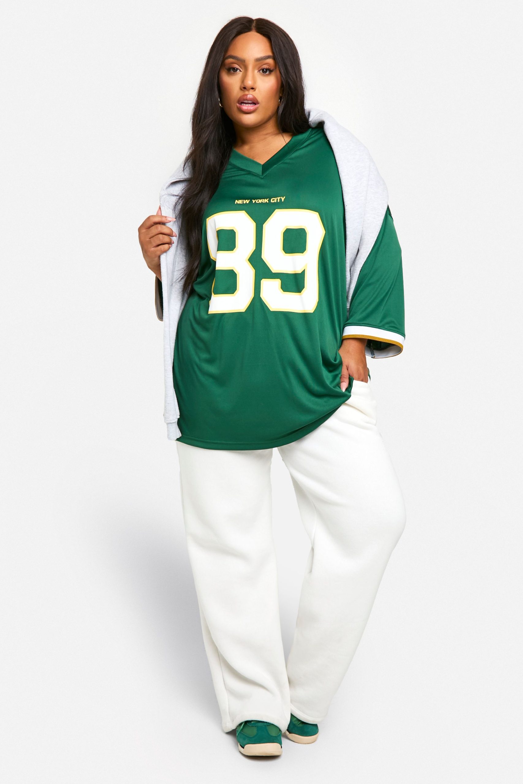 Plus 89 New York City Slogan Oversized Football Top - Image 3