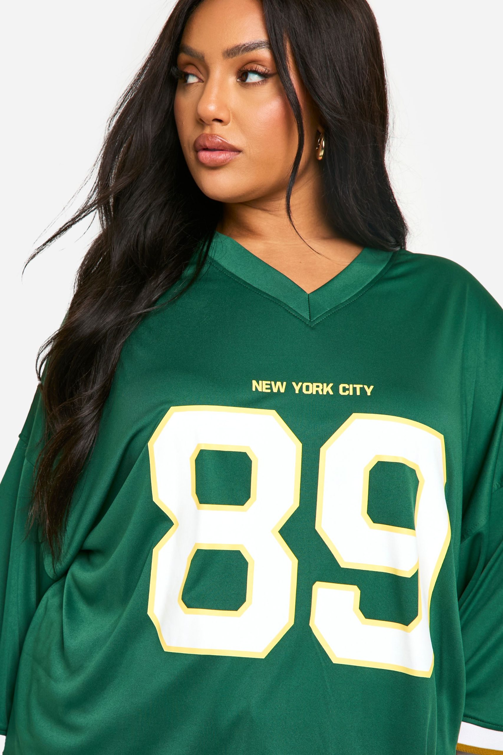 Plus 89 New York City Slogan Oversized Football Top - Image 4