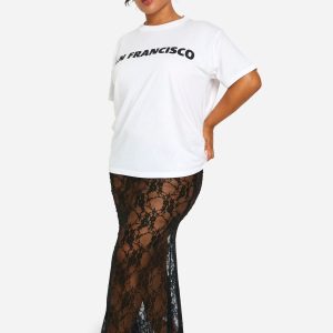 Plus Lace Maxi Column Skirt