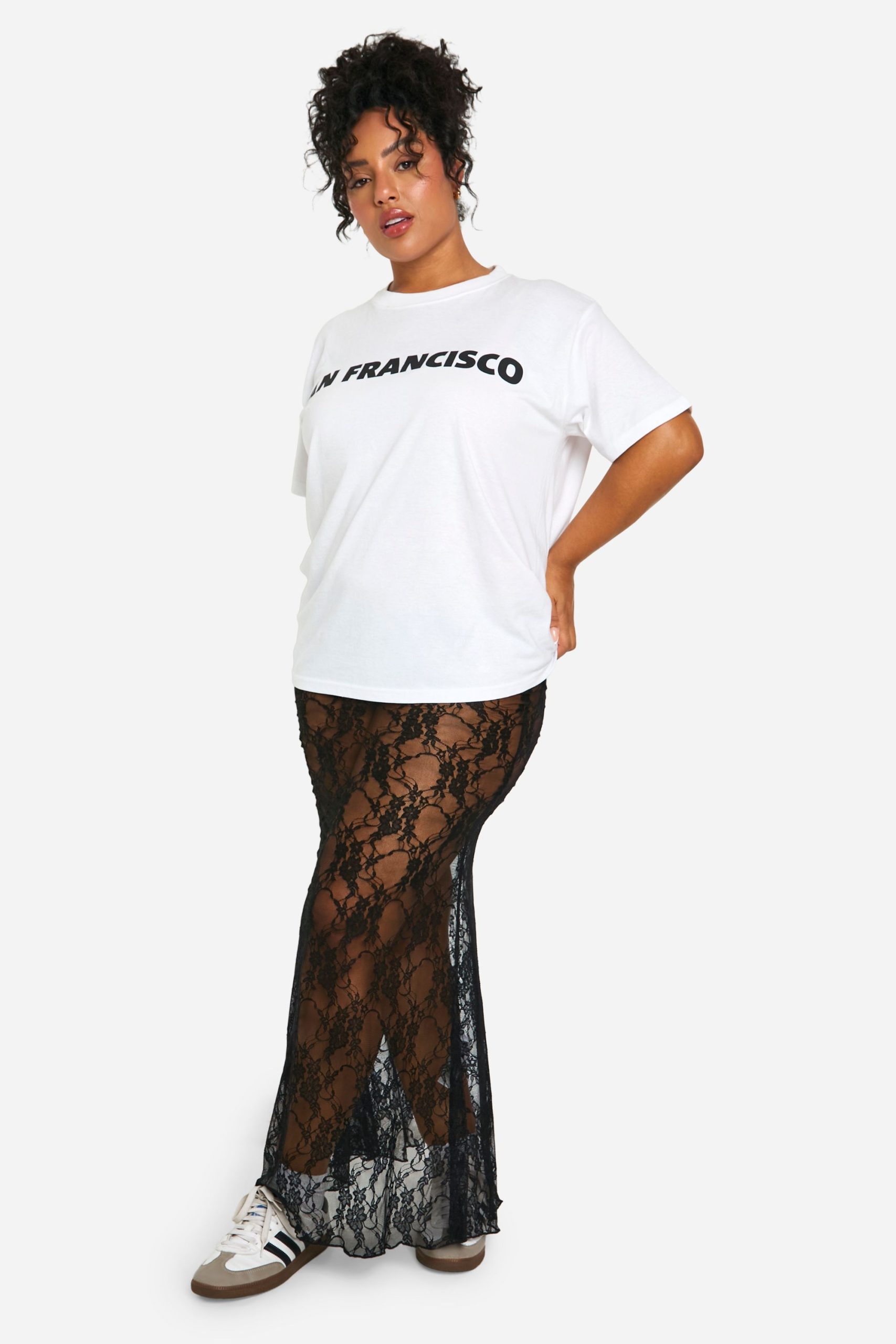 Plus Lace Maxi Column Skirt