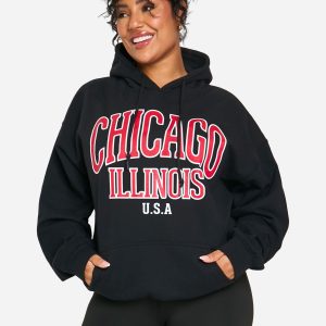 Plus Chicago Oversized Graphic Hoodie