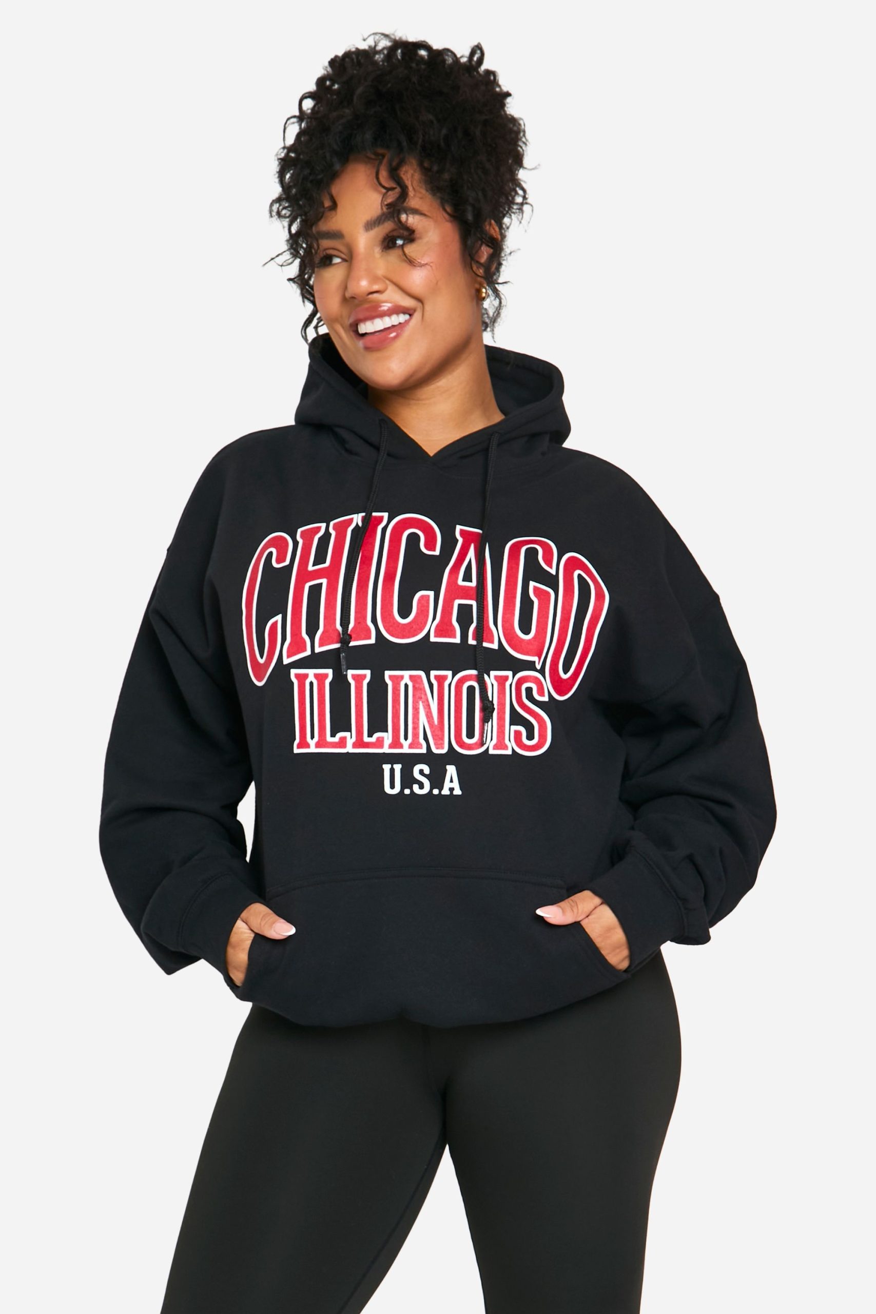 Plus Chicago Oversized Graphic Hoodie