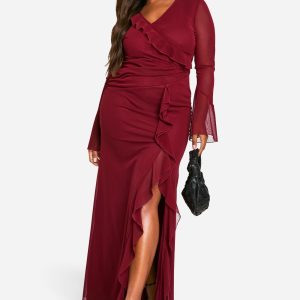 Plus Ruffle Wrap Detail Maxi Dress