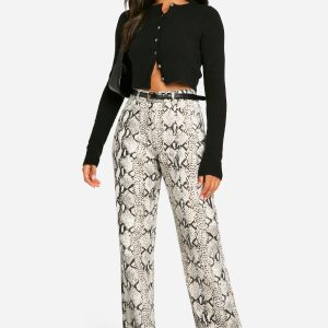 Snake Print Straight Leg Jean