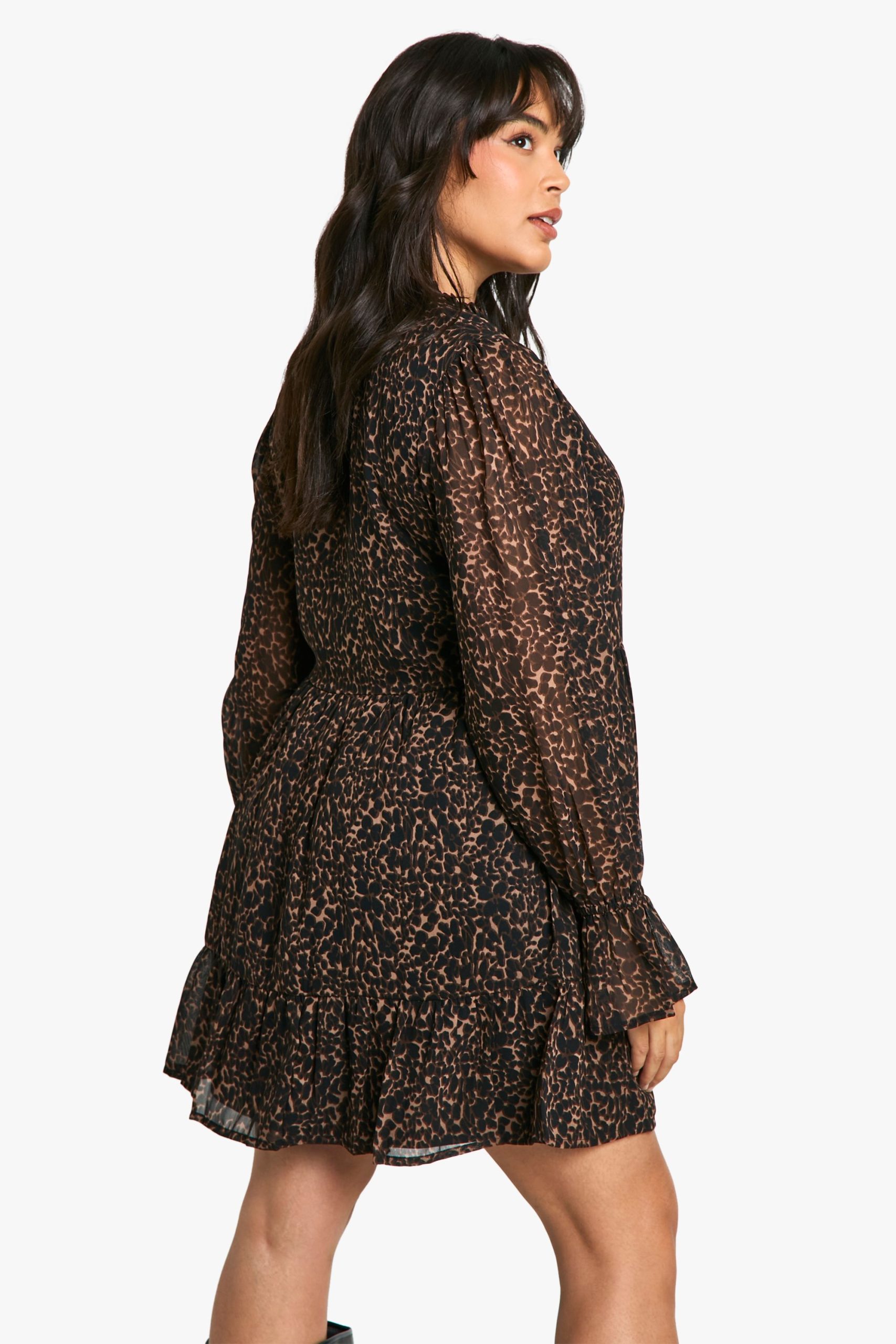 Plus Animal Print Chiffon Smock Dress - Image 2