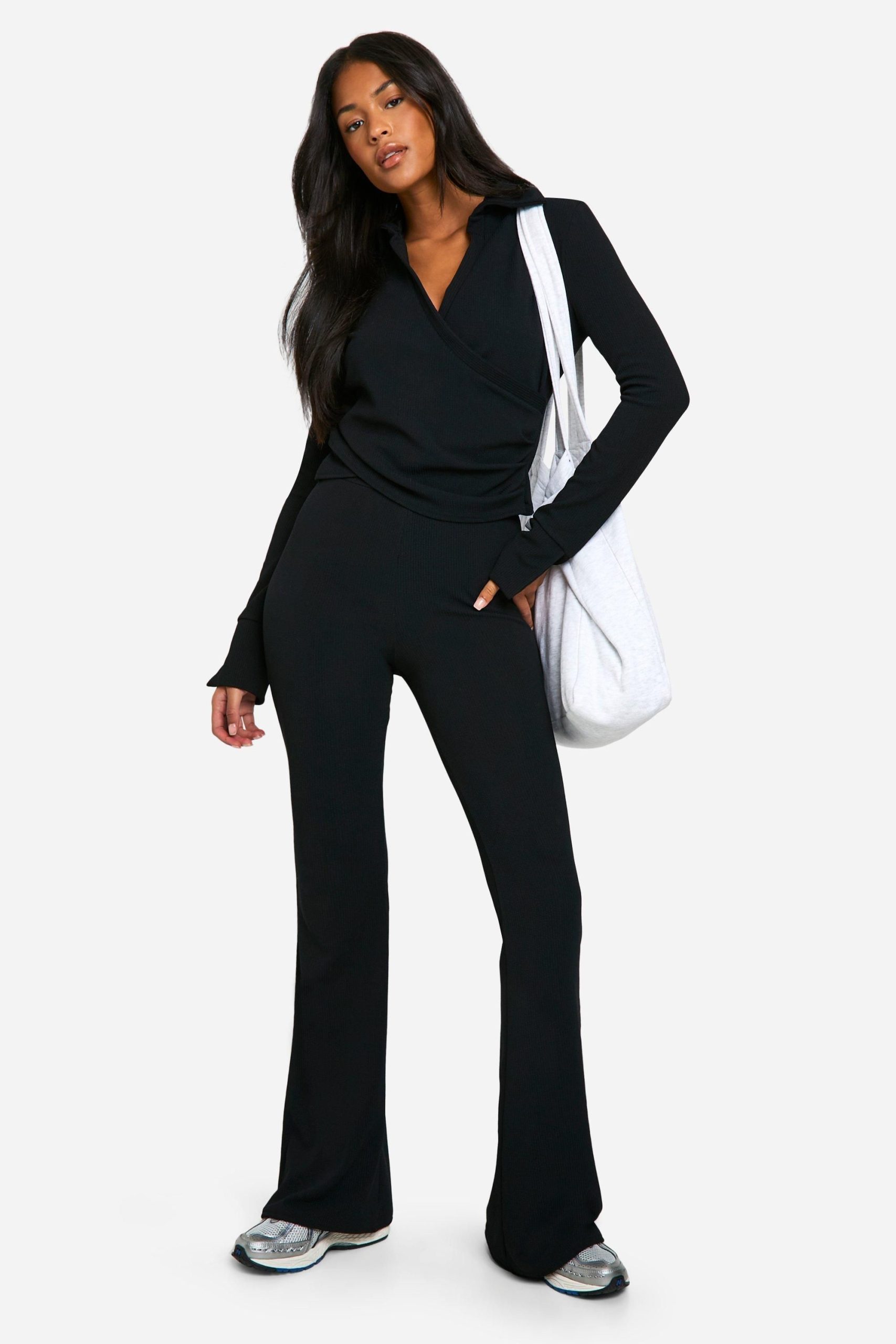 Tall Crinkle Wrap Top and Flare Trouser Co-ord