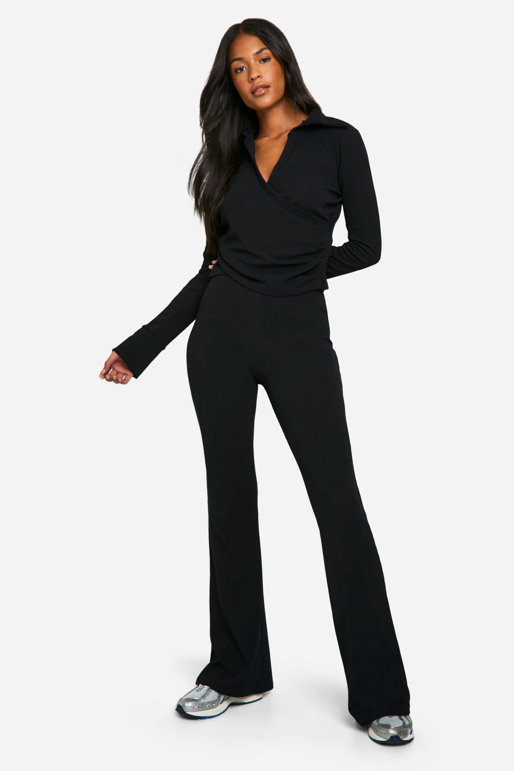 Tall Crinkle Wrap Top and Flare Trouser Co-ord - Image 3