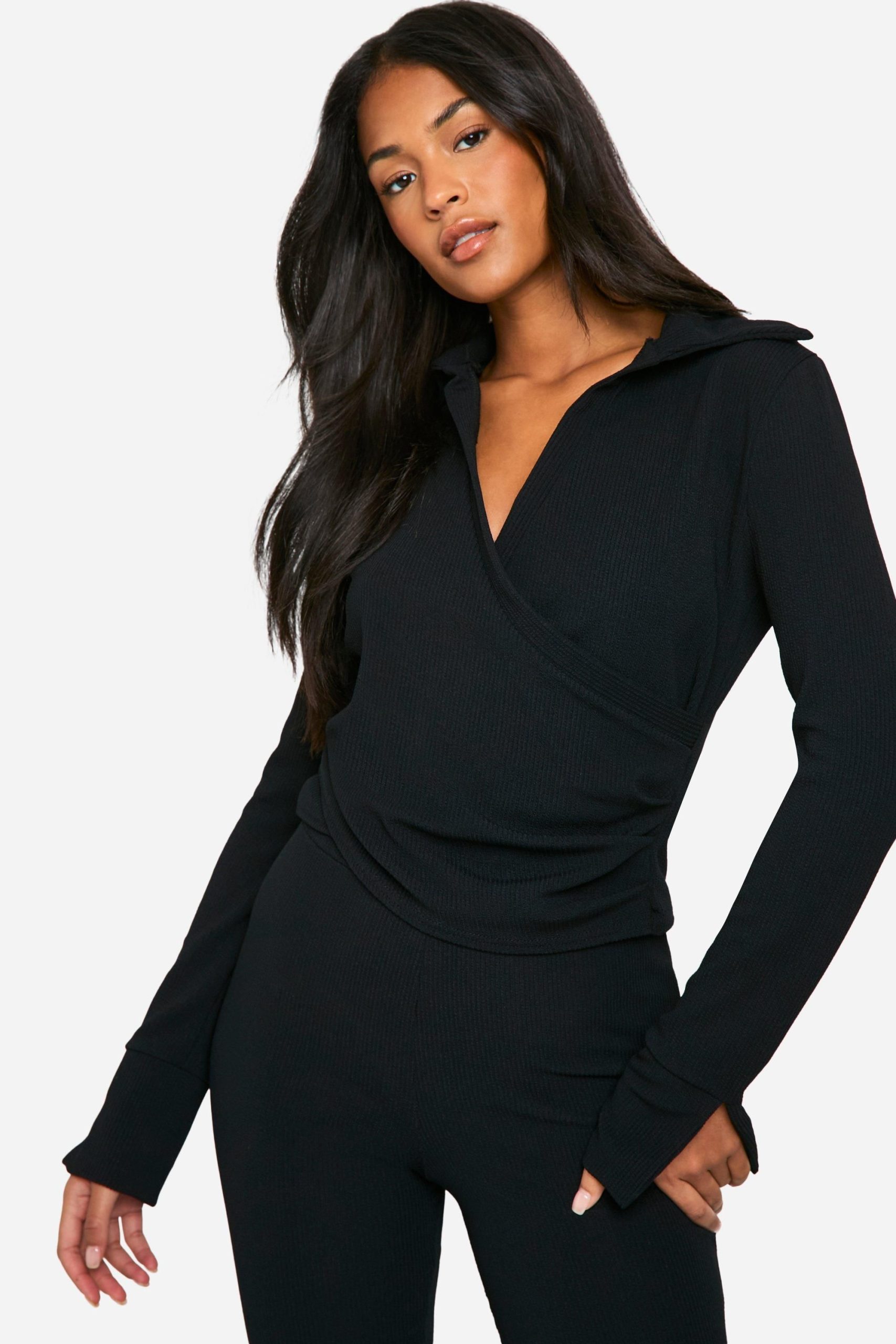 Tall Crinkle Wrap Top and Flare Trouser Co-ord - Image 4