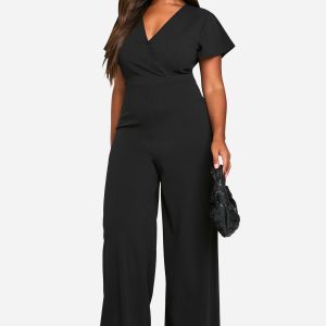Plus Wrap Over Wide Leg Jumpsuit