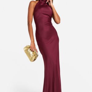 Satin Halterneck Maxi Dress