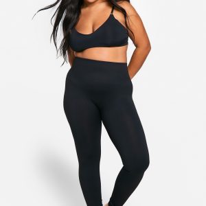 Plus Tummy Control Seamless Rib Leggings