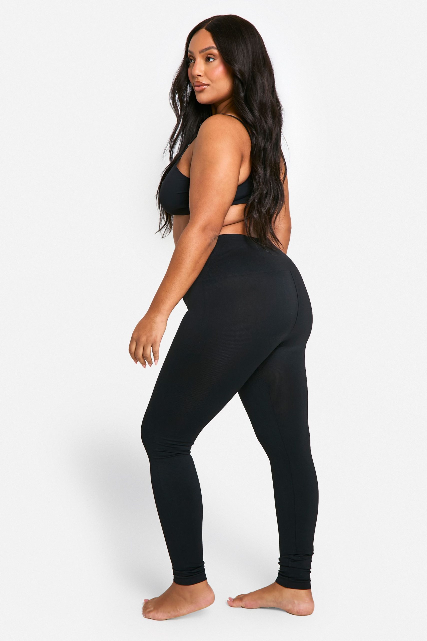 Plus Tummy Control Seamless Rib Leggings - Image 2