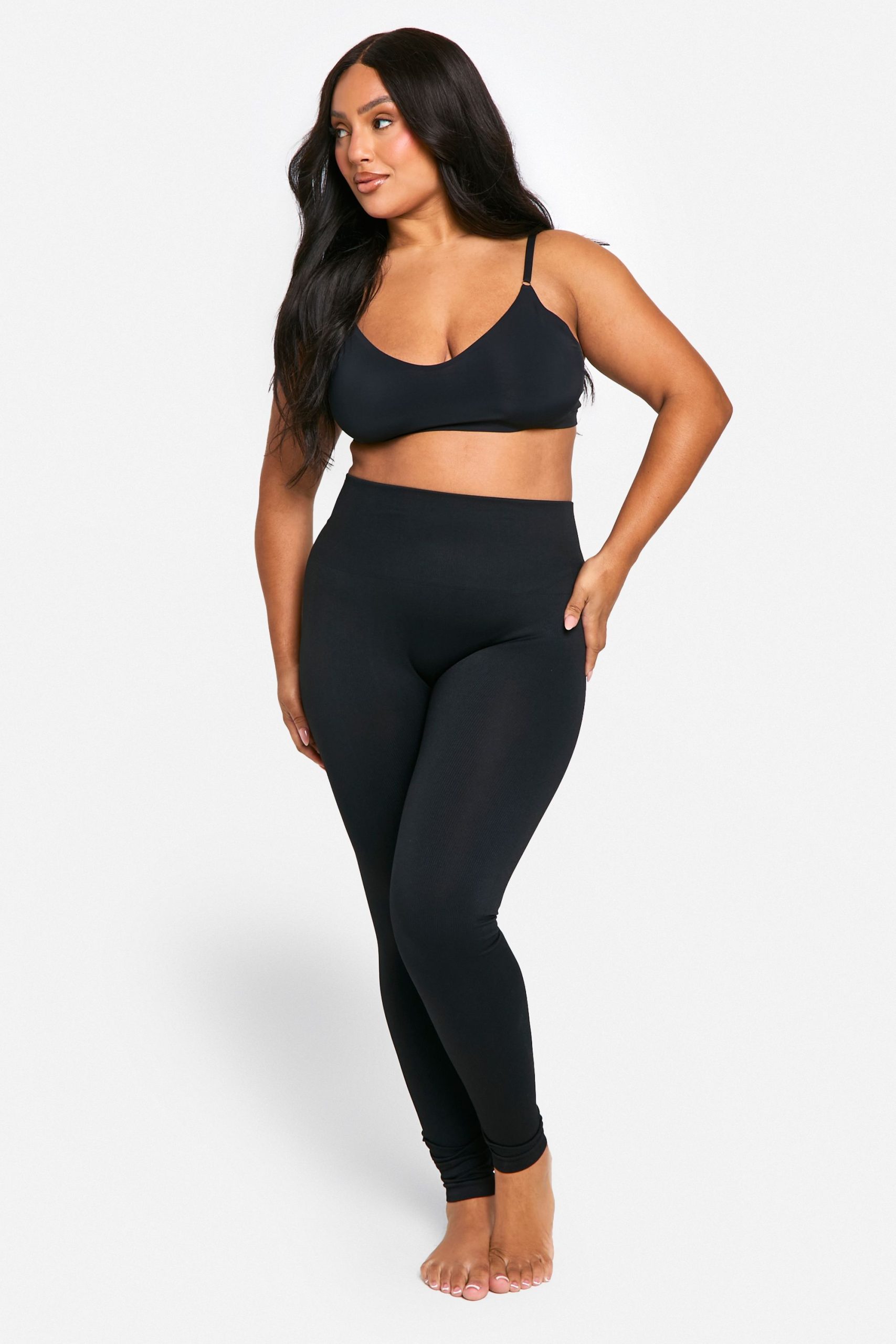 Plus Tummy Control Seamless Rib Leggings - Image 3
