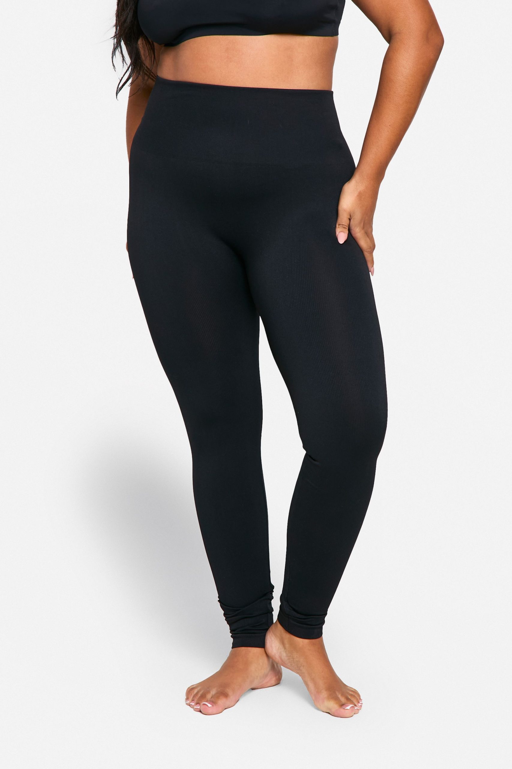 Plus Tummy Control Seamless Rib Leggings - Image 4