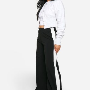 Petite Contrast Stripe Wide Leg Trouser