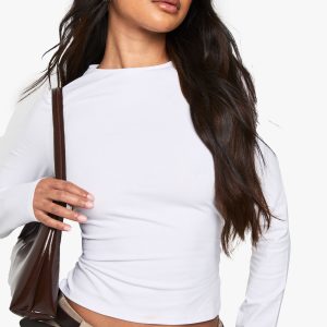 Basic Long Sleeve Crew Neck Crop Top