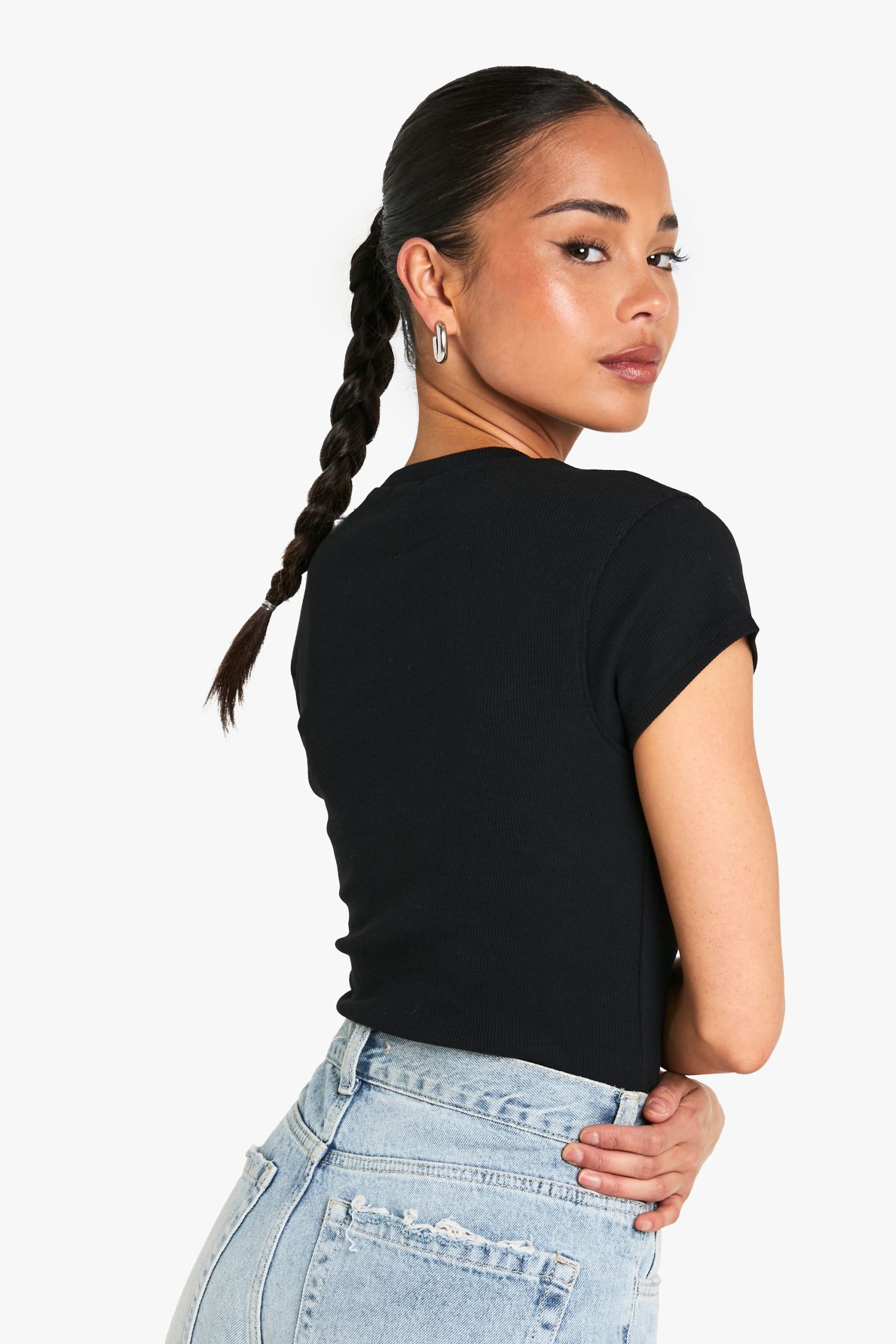 Basic Short Sleeve Crew Neck Bodysuit - Image 2