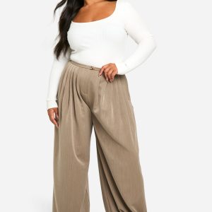 Plus Extreme Wide Leg Pleated Trouser