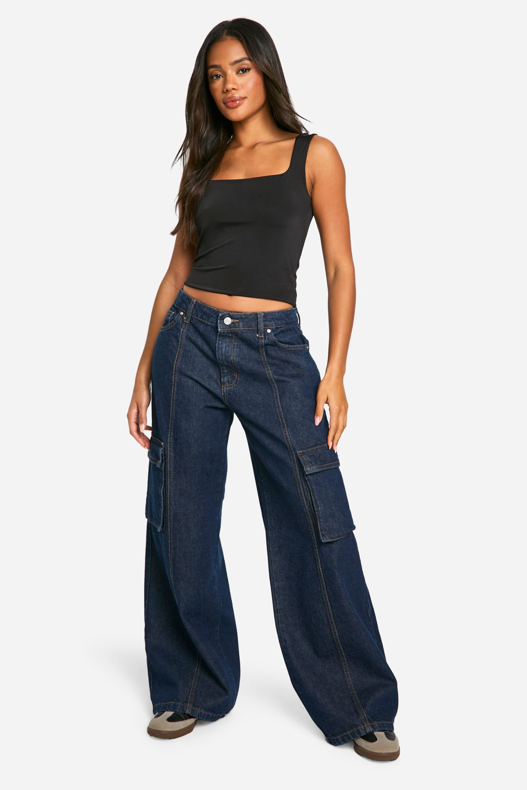 Double Layer Slinky Square Neck Crop top - Image 3