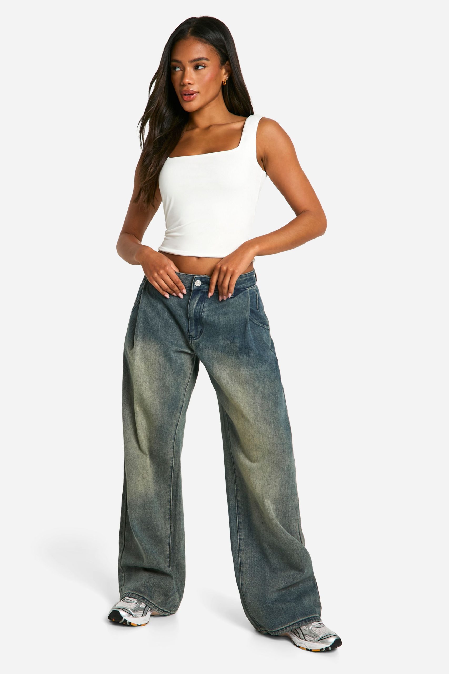 Double Layer Slinky Square Neck Crop top - Image 3