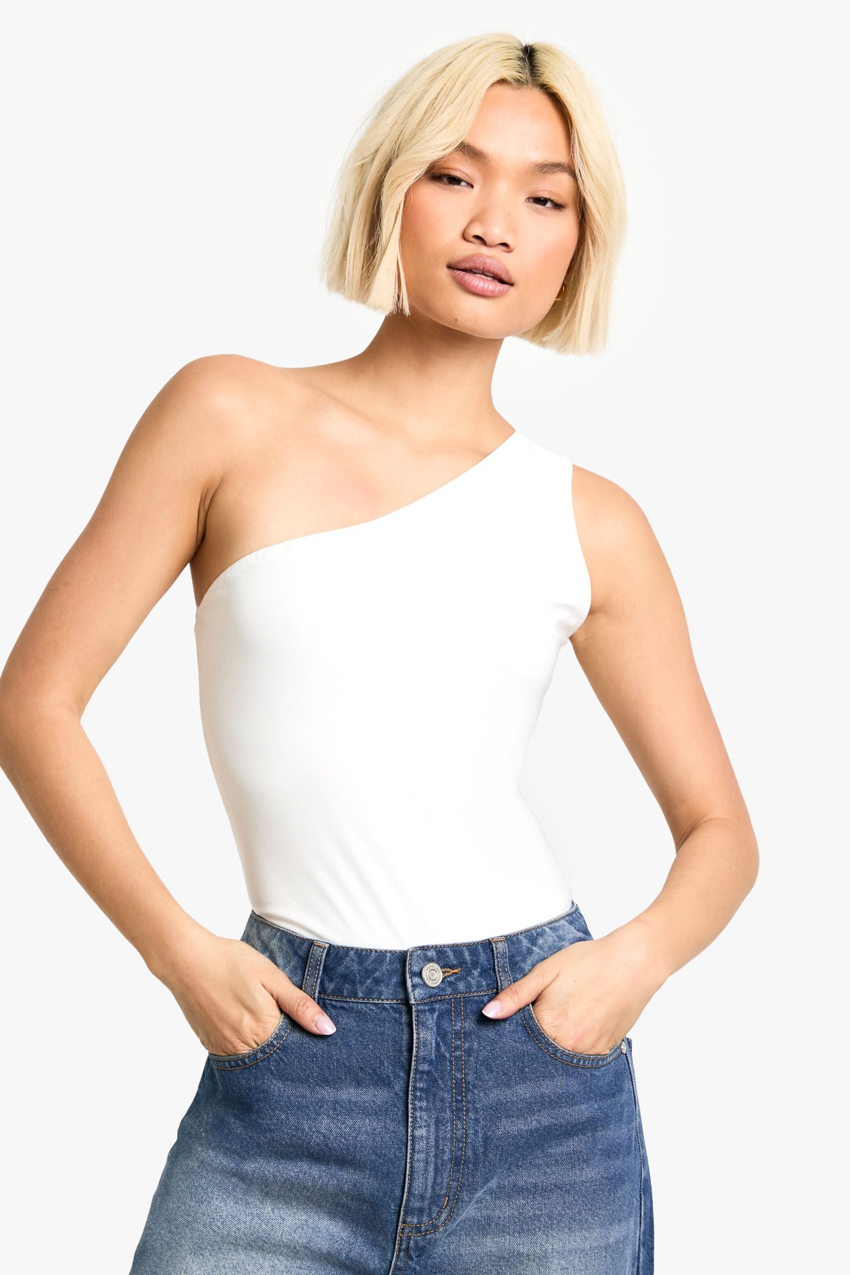 Double Layer Slinky One Shoulder Bodysuit