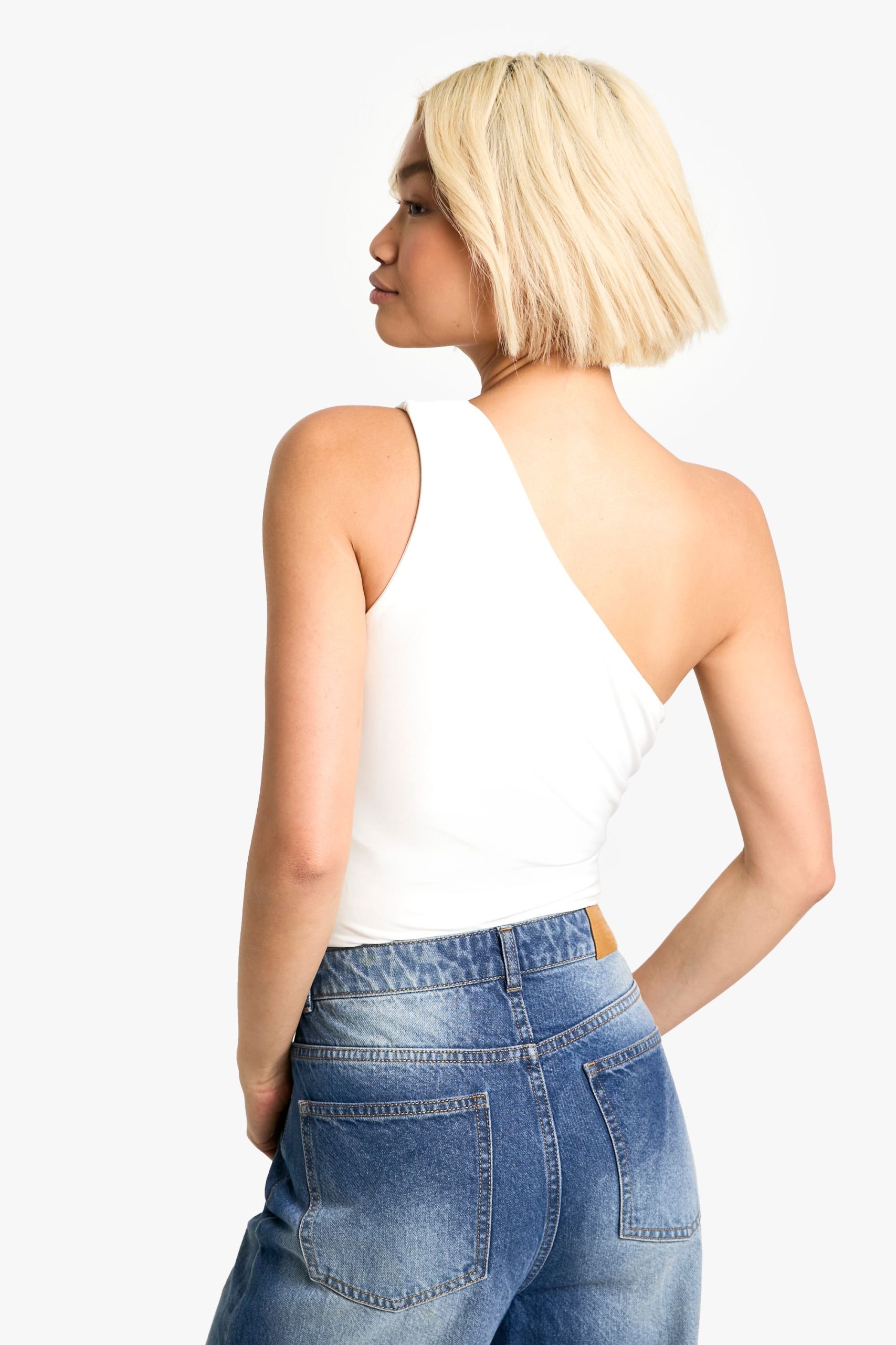 Double Layer Slinky One Shoulder Bodysuit - Image 2