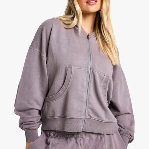 Premium Heavyweight Overdyed Zip Through Hoodie