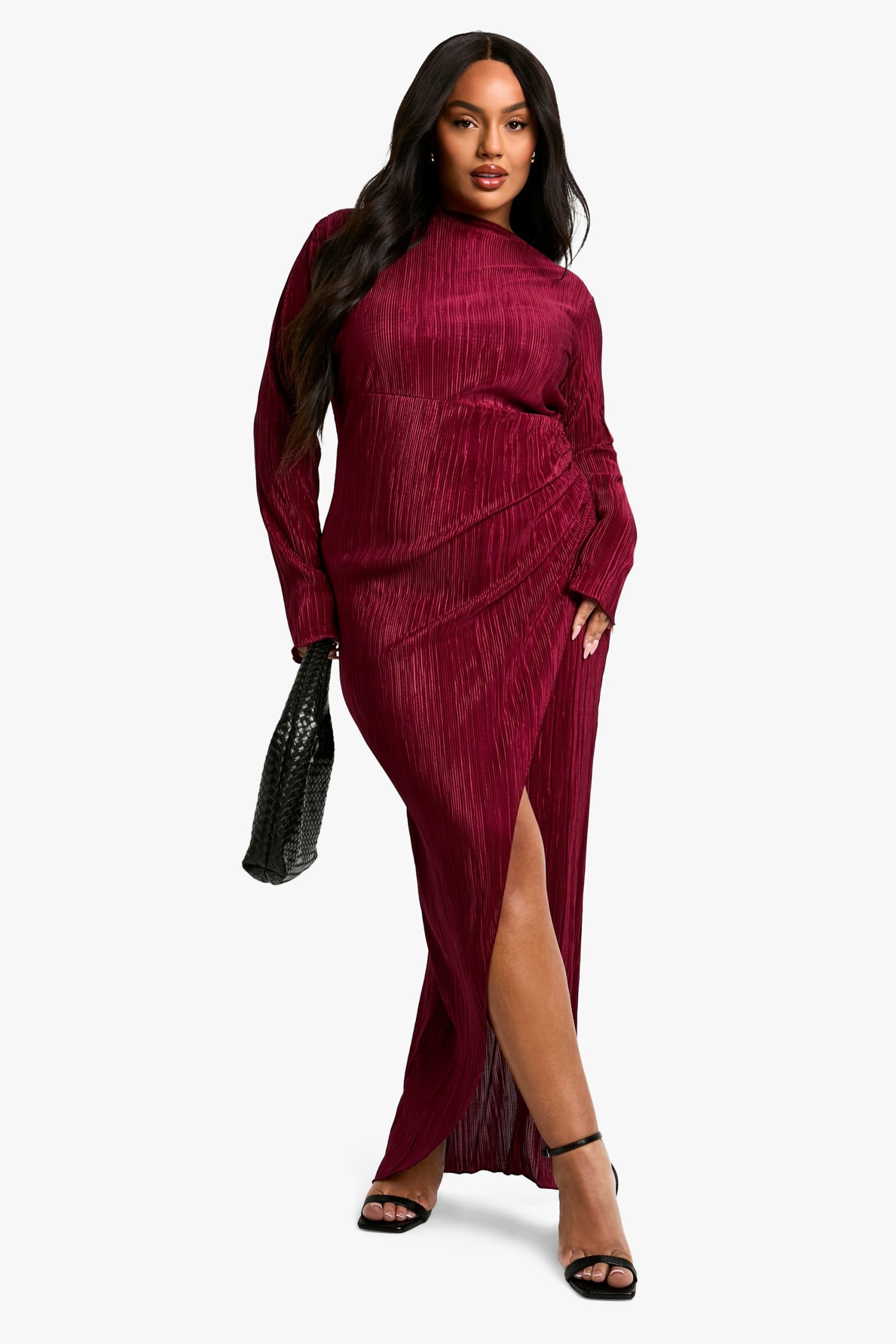 Plus Plisse Pleated Wrap Maxi Dress