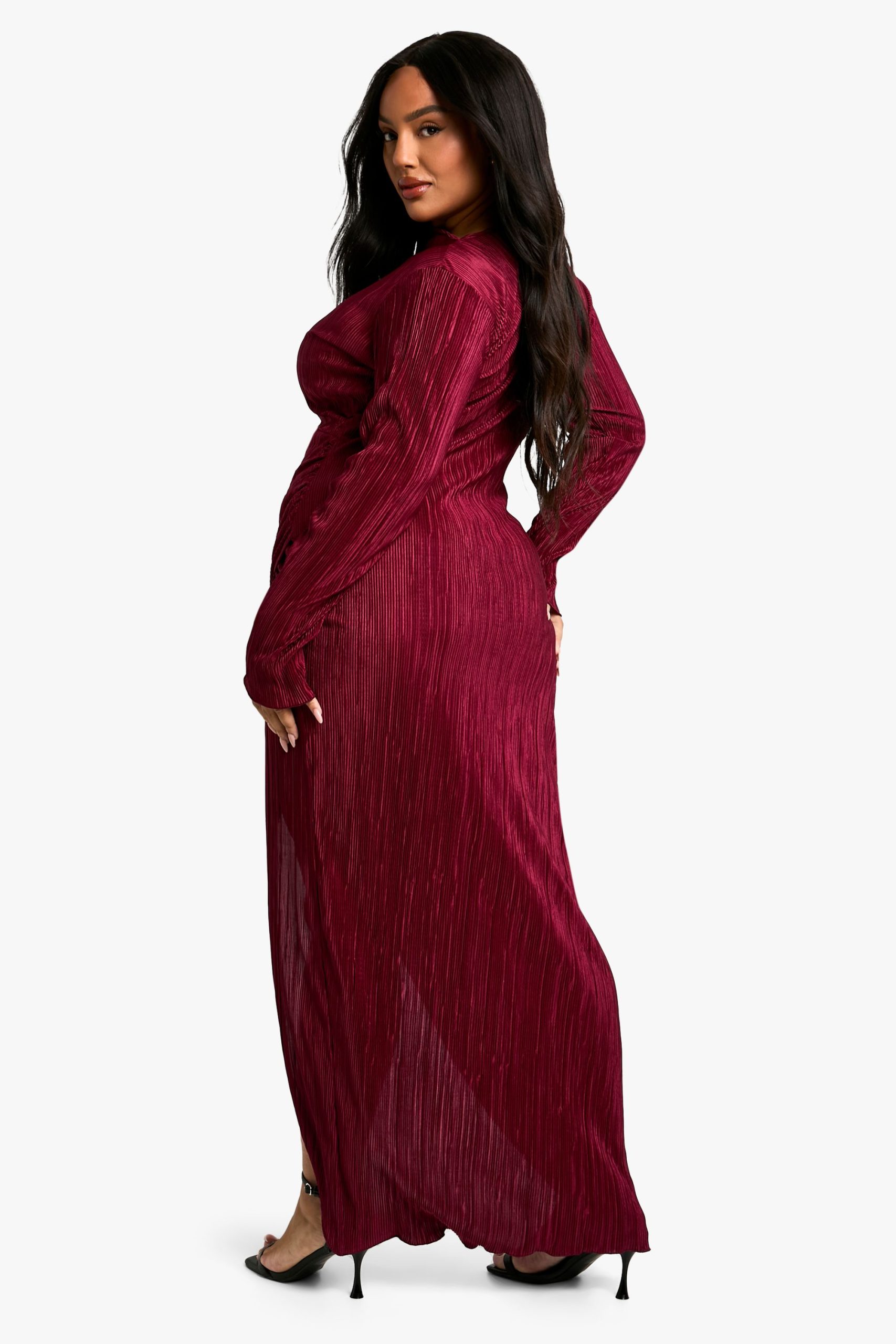 Plus Plisse Pleated Wrap Maxi Dress - Image 2
