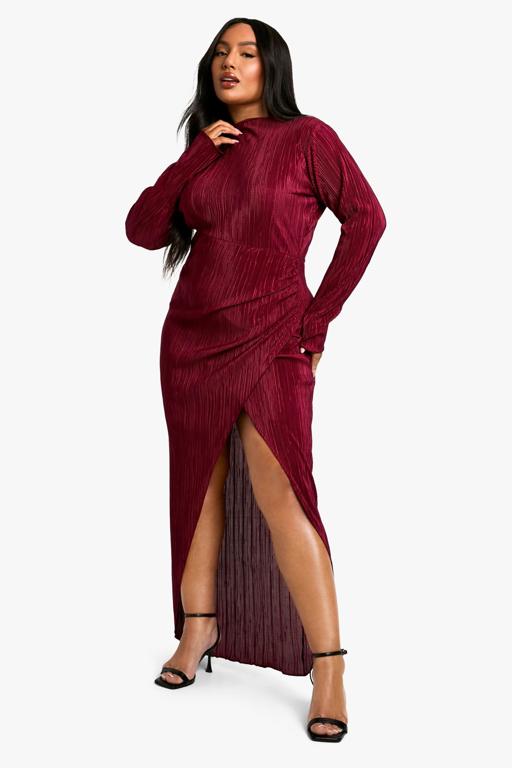 Plus Plisse Pleated Wrap Maxi Dress - Image 3