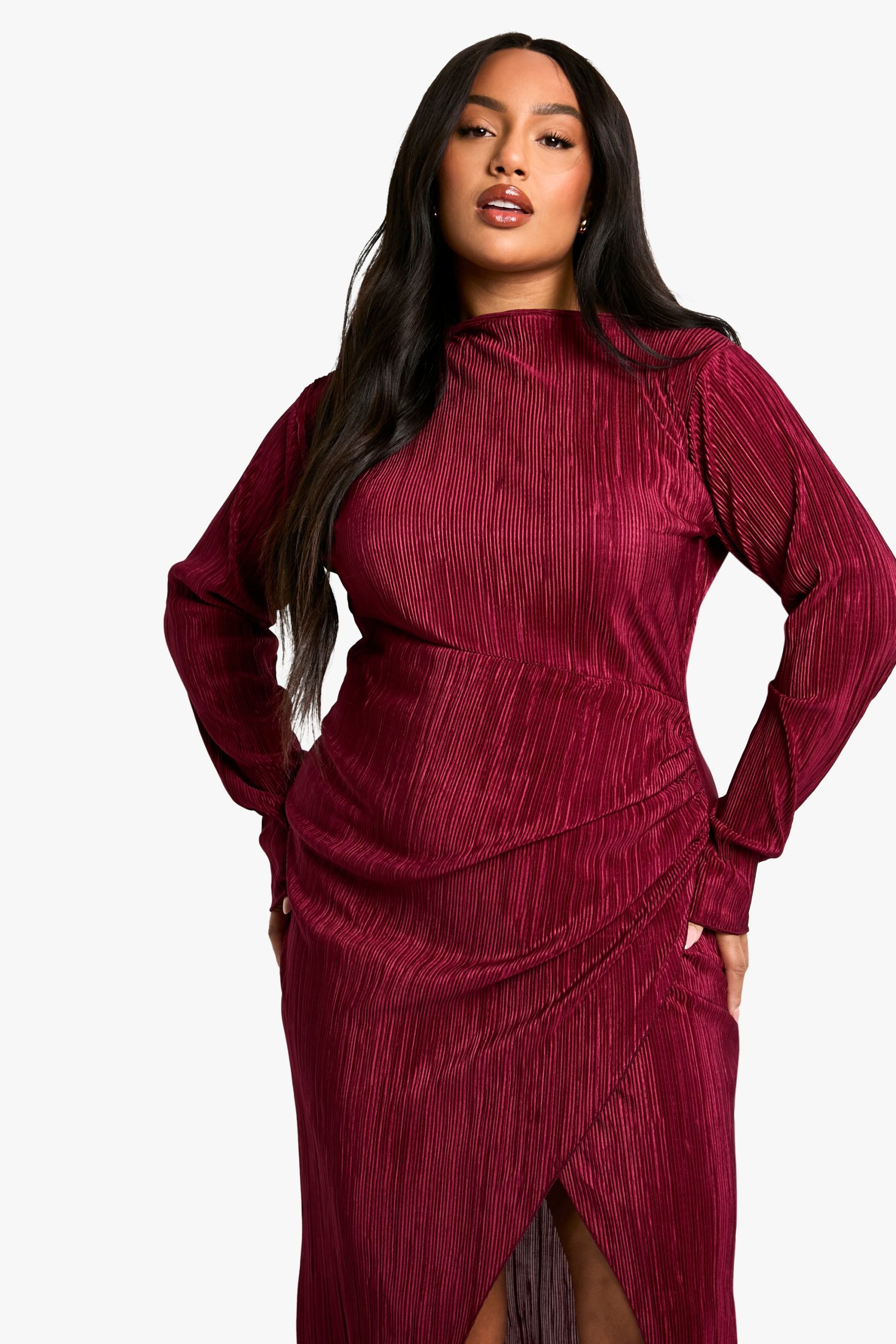 Plus Plisse Pleated Wrap Maxi Dress - Image 4