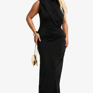Plus Slinky Wrap Detail Maxi Dress